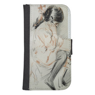 Paulette Reading Sitting on her Toy Dog Samsung S4 Wallet Case