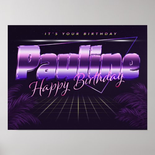 Pauline Name First name lila retro Poster Birthday