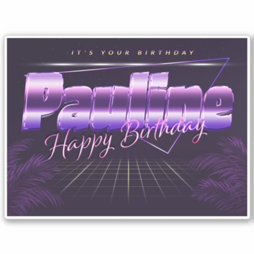 Pauline Name First name lila retro Sticker Birthda