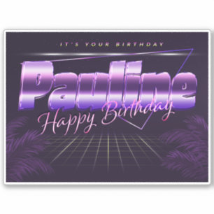 Pauline name first name lilac retro sticker birthd