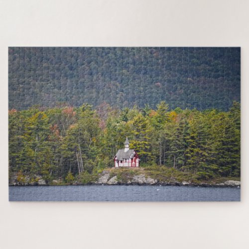 Paulist Chapel on Lake George New York Poster Jigsaw Puzzle