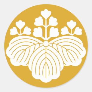 Paulownia with 5&3 blooms classic round sticker