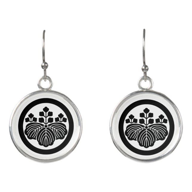 Paulownia with 5-3 blooms in circle earrings (Front)