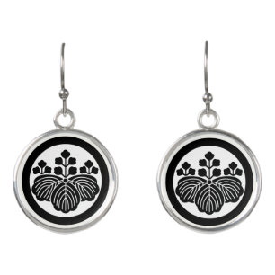 Paulownia with 5&3 blooms in circle earrings