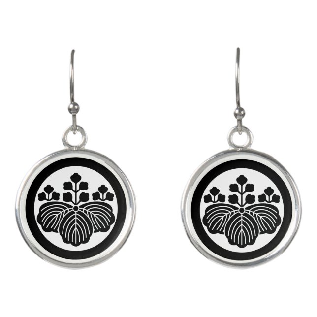 Paulownia with 5&3 blooms in circle earrings (Front)