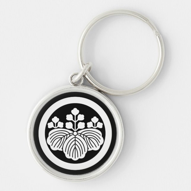 Paulownia with 5-3 blooms in circle keychain (Front)