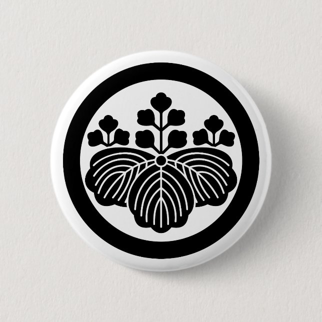 Paulownia with 5&3 blooms in circle pinback button (Front)