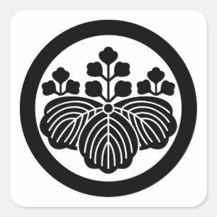 Paulownia with 5&3 blooms in circle square sticker