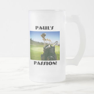 Paul's Passion (Golf)! 16oz. Stein. Frosted Glass Beer Mug