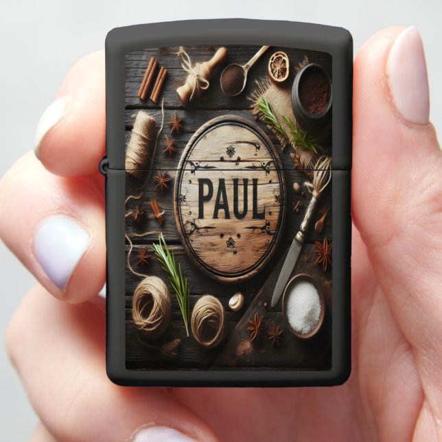 Paul's Rustic Wood Carving Zippo Lighter (In Hand)