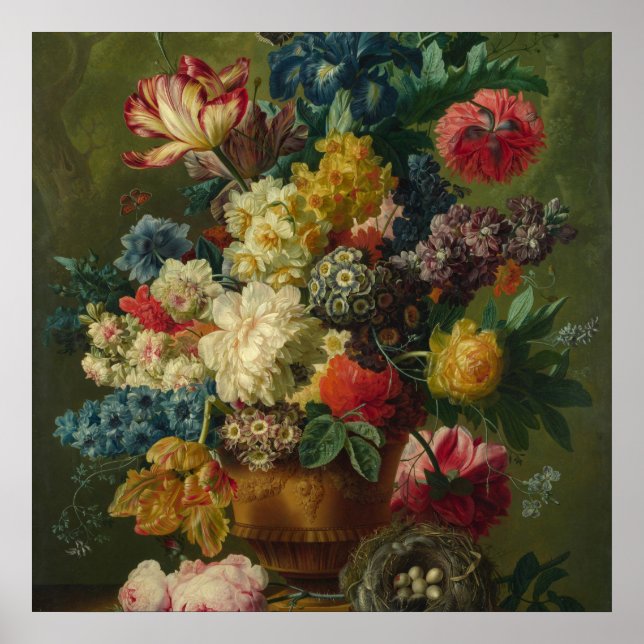 Paulus Theodorus Van Brussel - Flowers In A Vase Poster (Front)