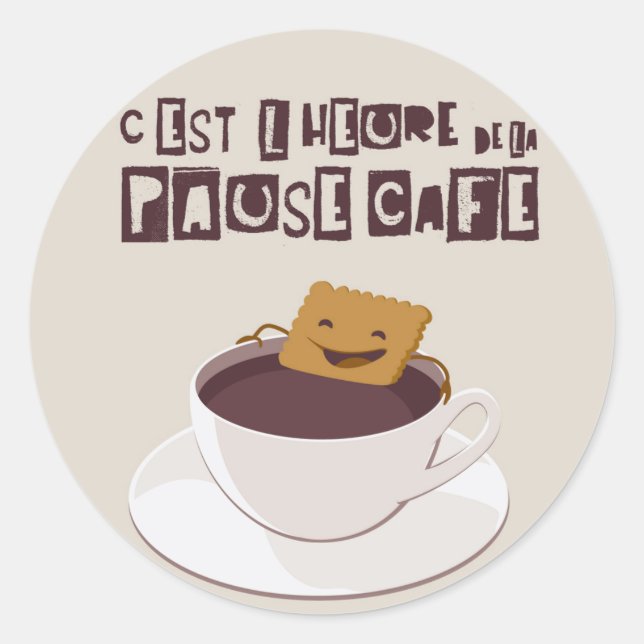 Pause café classic round sticker (Front)