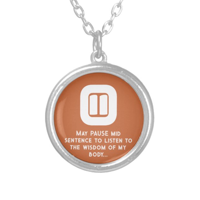 pause silver plated necklace (Front)