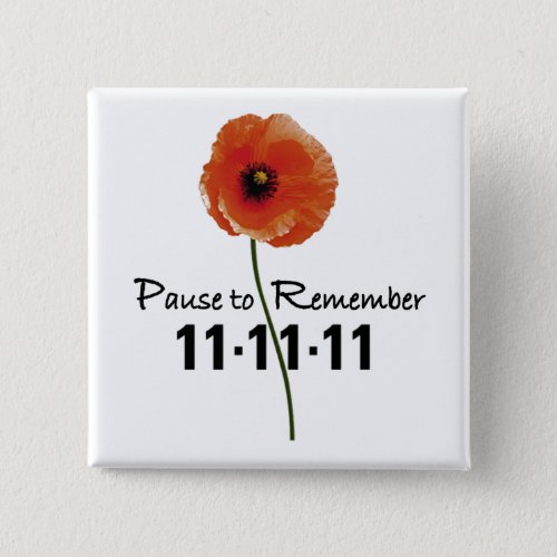 Pause To Remember Remembrance Day Button