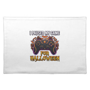 Paused Game Halloween Controller Bats Ghosts_1 Cloth Placemat