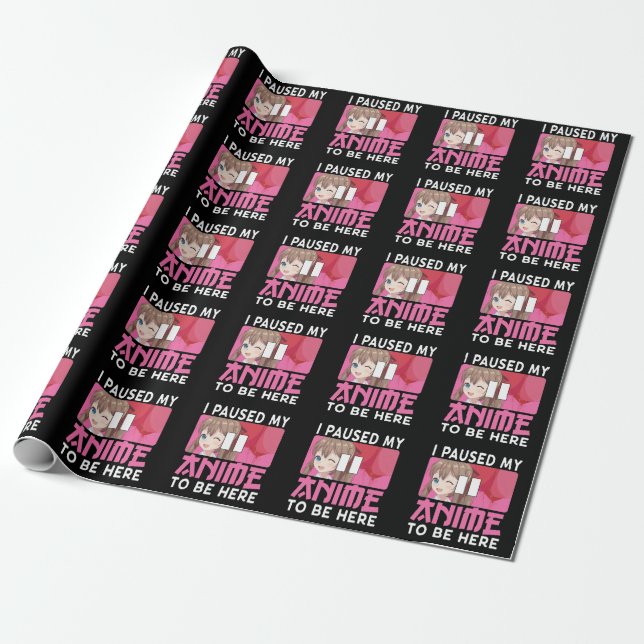 Paused My Anime Lover Japanese Manga Otaku Girl Wrapping Paper (Unrolled)