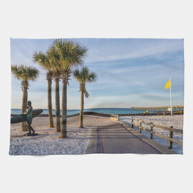 Paved Walkway To Pensacola Beach Kitchen Towel (Horizontal)