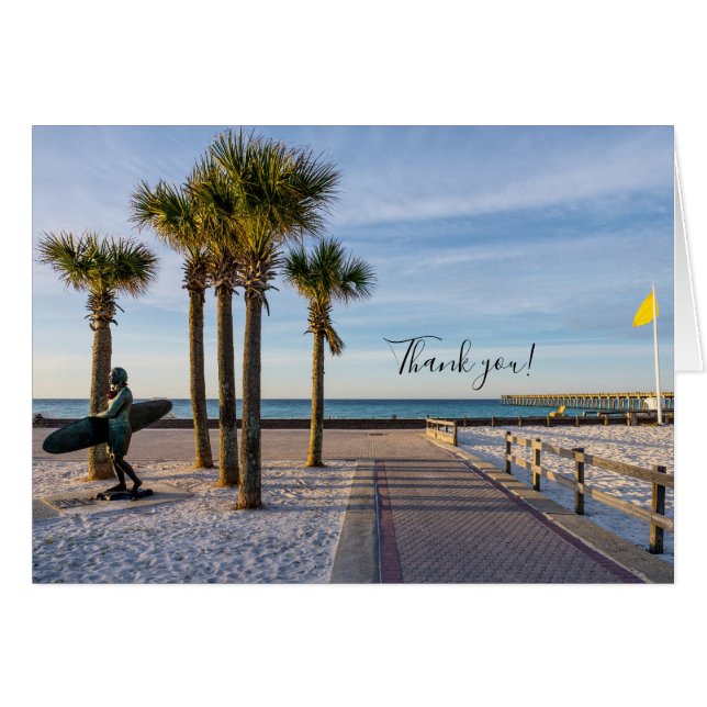 Paved Walkway To Pensacola Beach Thank You Card (Front Horizontal)