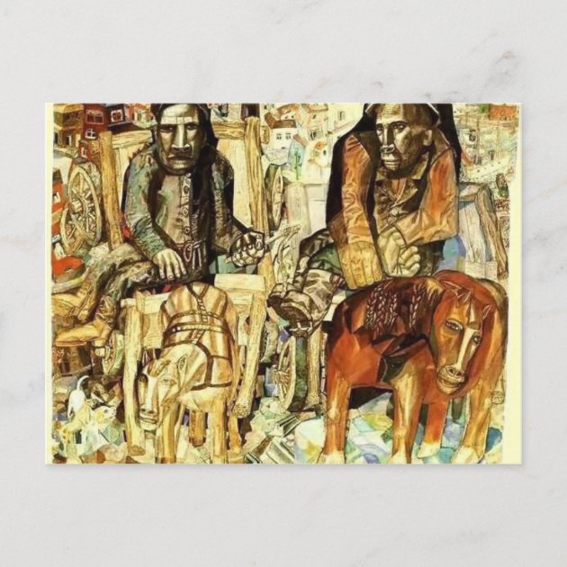 Pavel Filonov- The Dray Men Postcard | Zazzle