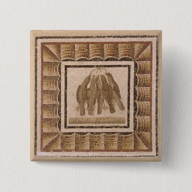 Pavement depicting five thrushes, from El-Jem Button (Front)