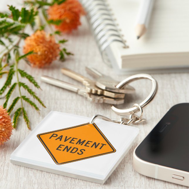Pavement Ends Road Sign Traffic Warning Keychain (Creator Uploaded)