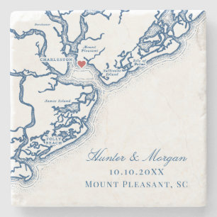 Pavilion at Patriots Point Wedding Favor Stone Coaster