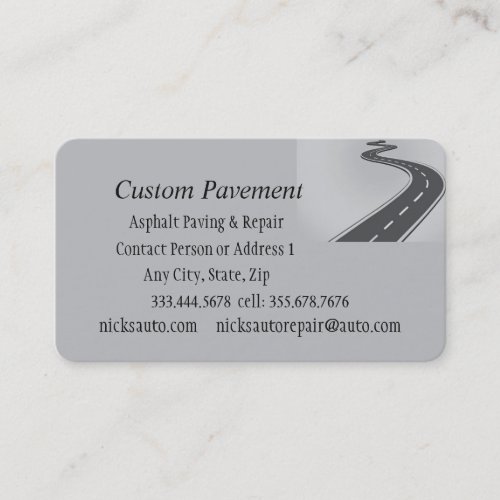 Paving Asphalt Roads Business Cards