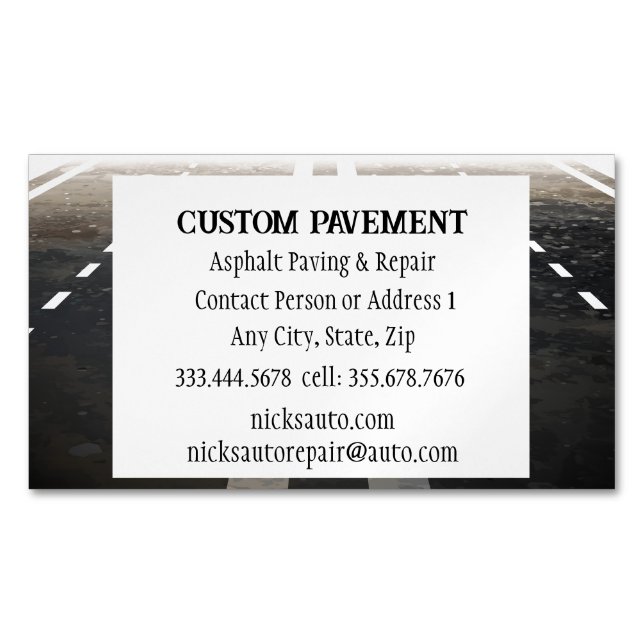 Paving, Asphalt, Roads pavement Business Card Magnet (Front)