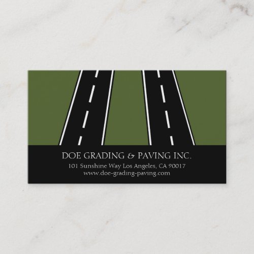 Paving Grading General Contractor Asphalt Roads Business Card Template