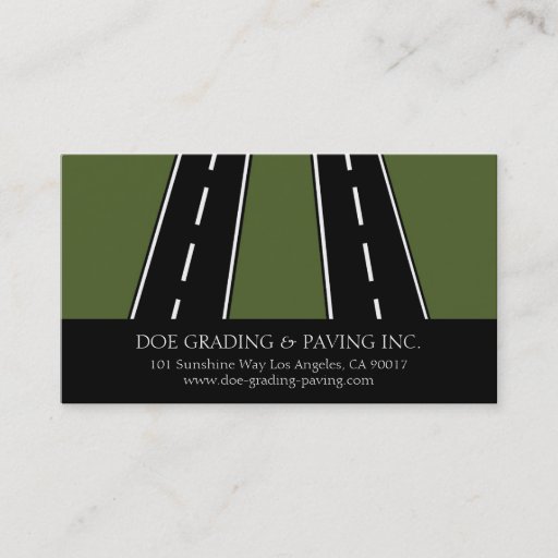 Customizable Paving Grading General Contractor Asphalt Roads Business Card Template