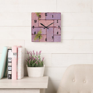 Paving Stones and Weeds In The Walkway Photograph Square Wall Clock