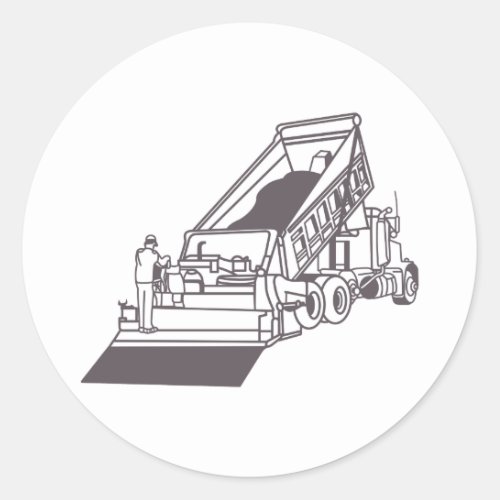 Paving Truck Outline Classic Round Sticker