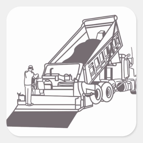 Paving Truck Outline Square Sticker