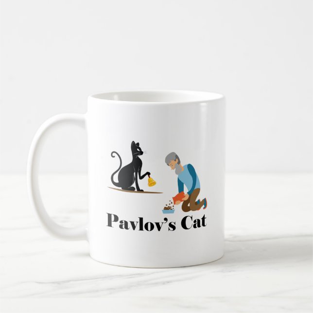 Pavlov's Cat Funny Psychology Coffee Mug (Left)