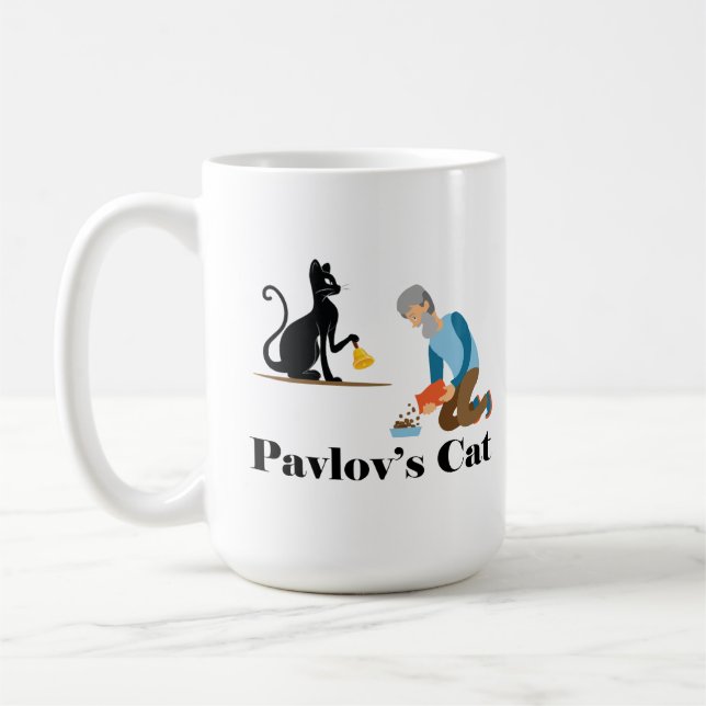 Pavlov's Cat Funny Psychology Coffee Mug (Left)