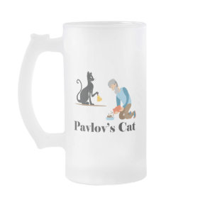 Pavlov's Cat Funny Psychology Frosted Glass Beer Mug