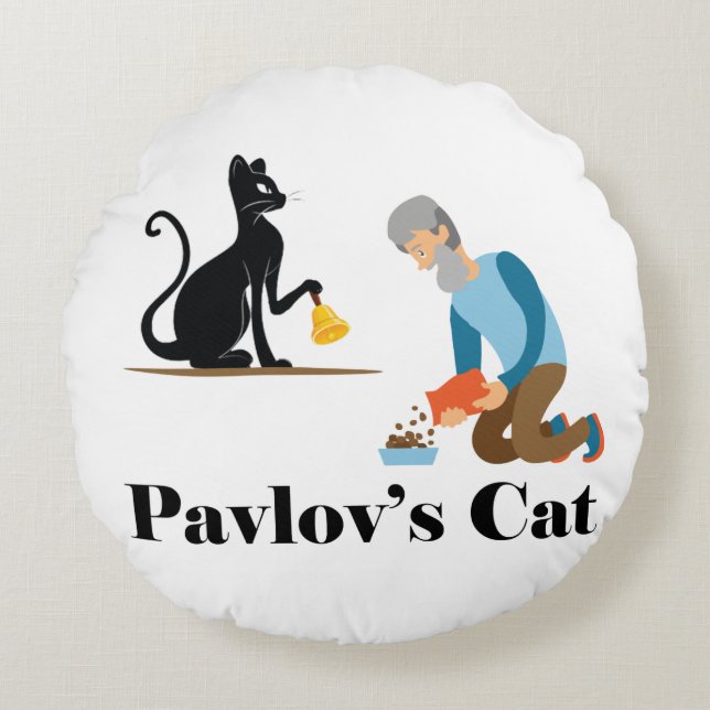 Pavlov's Cat Funny Psychology Round Pillow (Front)