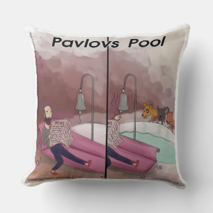 Pavlov's Pool Funny Psychology Cotton Throw Pillow