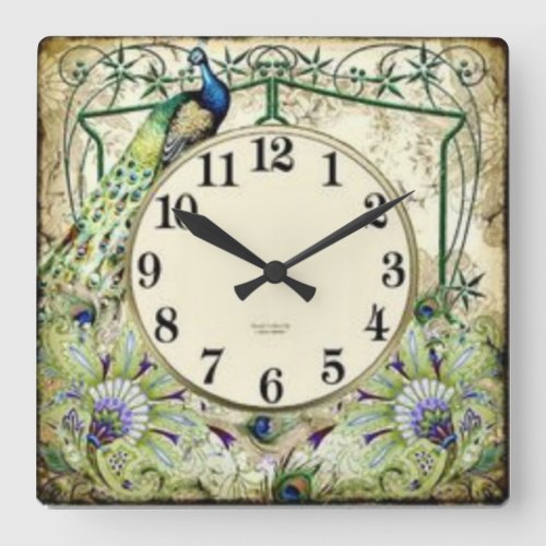 Pavo Real Square Wall Clock