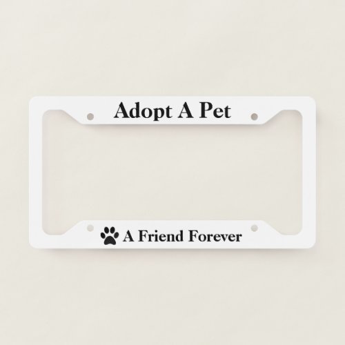 Paw Adopt a Pet Animal Dog Cat Pick Rim Color License Plate Frame