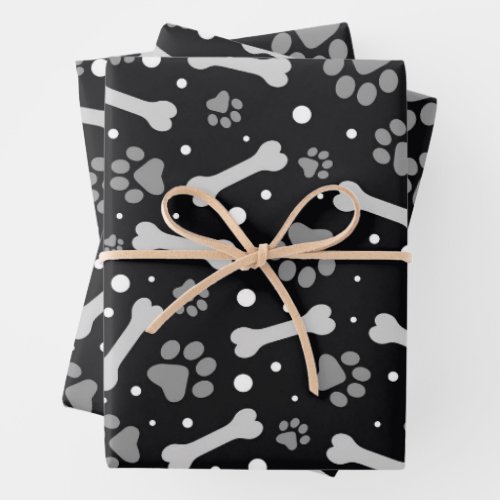  Paw and Bone Pattern Wrapping Paper Sheets