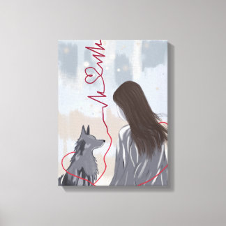 Paw and Heart II – Animal and Human Love Canvas Print