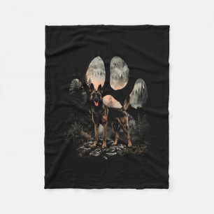 Paw Belgian Malinois Dog Mom Dad Mountains Sunset Fleece Blanket