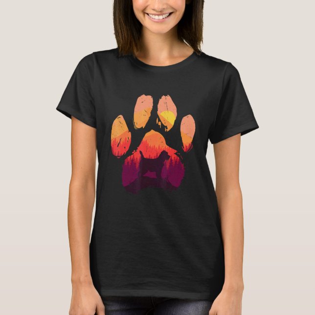 Paw Cairn Terrier Dog Mom Dad Mountains Sunset Dog T-Shirt (Front)