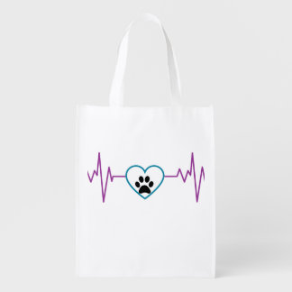 Paw EKG Grocery Bag