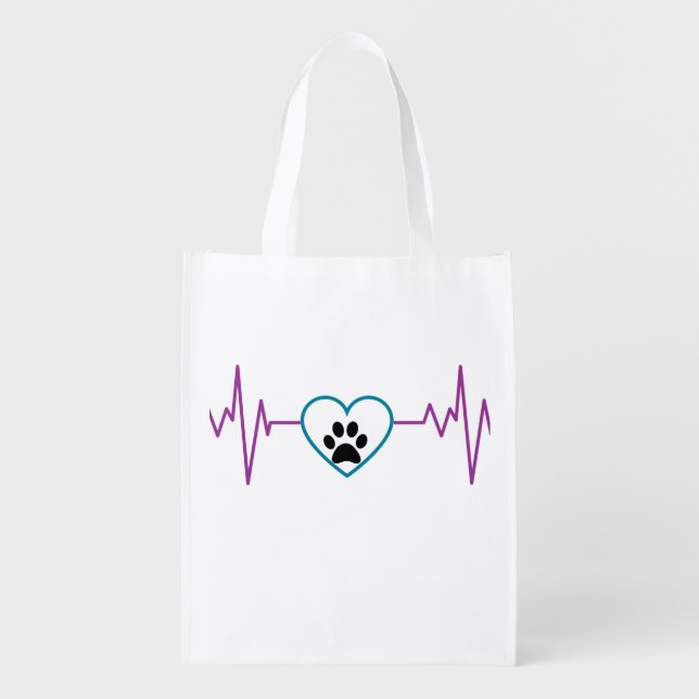 Paw EKG Grocery Bag (Front)
