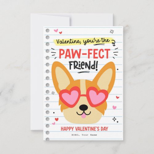 Paw_fect Dog Pun Kids Classroom Valentine Card