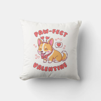 Paw-Fect Valentine - Corgi Dog Valentine Gift Throw Pillow