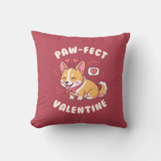 Paw-Fect Valentine - Corgi Dog Valentine Gift Throw Pillow