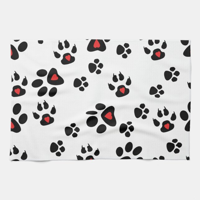 Paw Foot Prints Kitchen Towel (Horizontal)